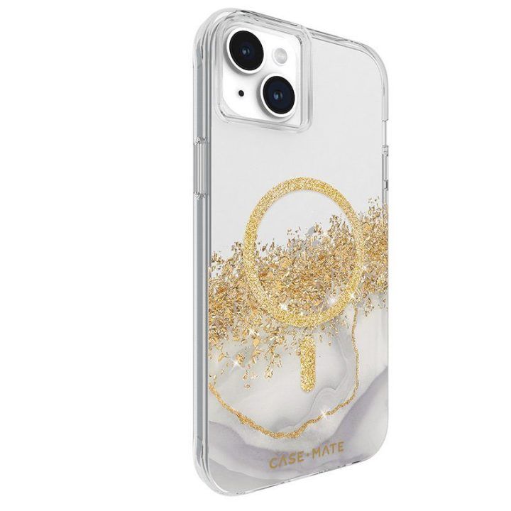 Dėklas iPhone 15 Plus Case-Mate Karat Marble, su auksinėmis dalelėmis