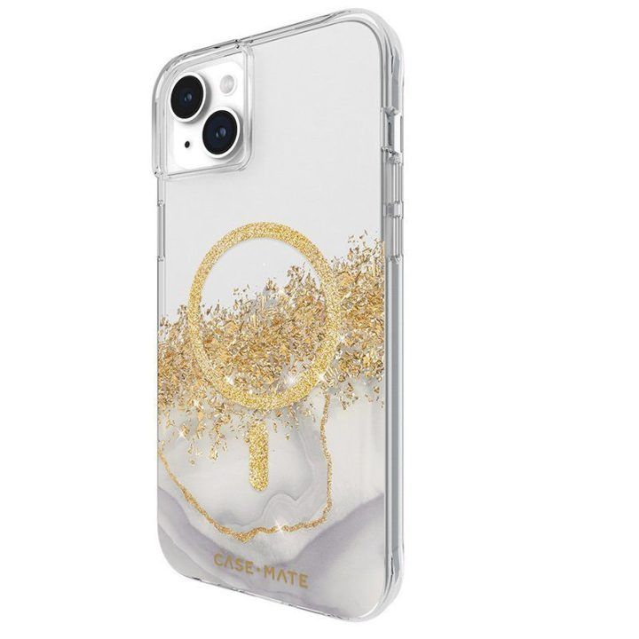 Dėklas iPhone 15 Plus Case-Mate Karat Marble, su auksinėmis dalelėmis