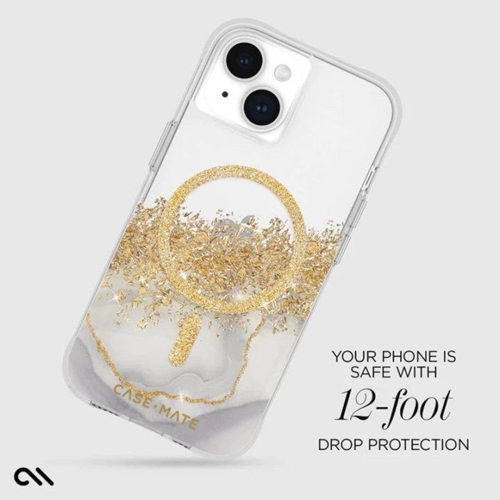 Dėklas iPhone 15 Plus Case-Mate Karat Marble, su auksinėmis dalelėmis