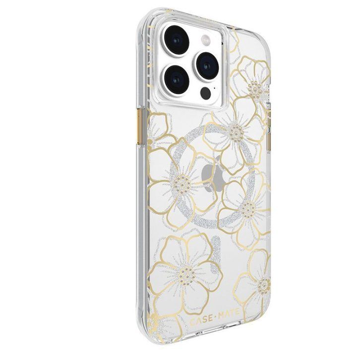 Dėklas iPhone 15 Pro Max Case-Mate Floral Gems, aukso spalvos