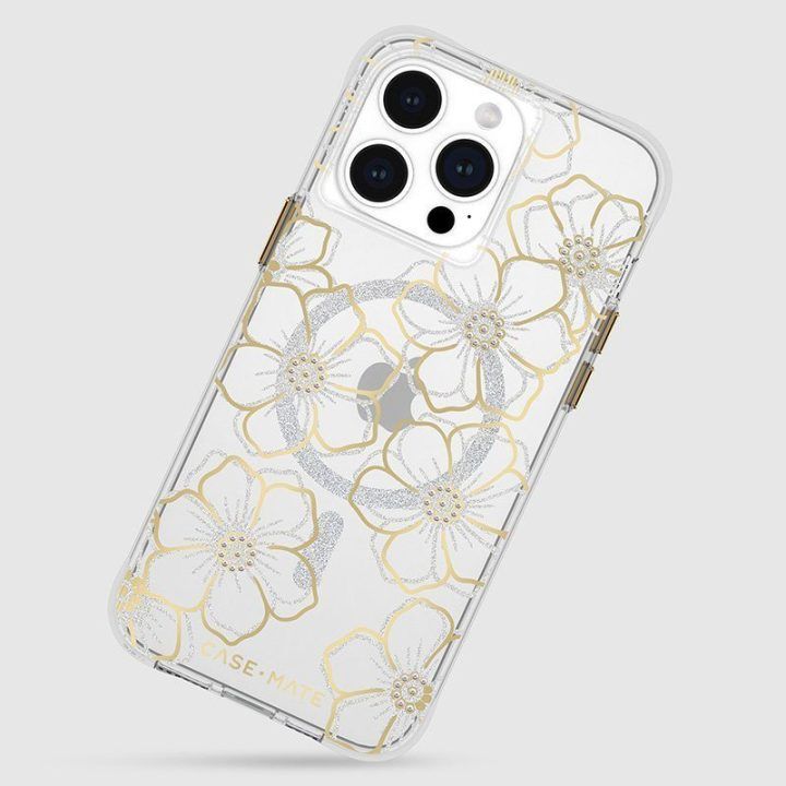 Dėklas iPhone 15 Pro Max Case-Mate Floral Gems, aukso spalvos