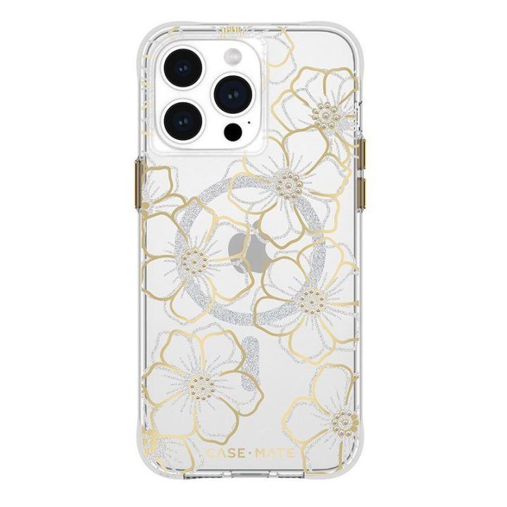 Dėklas iPhone 15 Pro Max Case-Mate Floral Gems, aukso spalvos