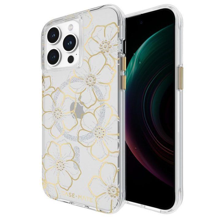 Dėklas iPhone 15 Pro Max Case-Mate Floral Gems, aukso spalvos