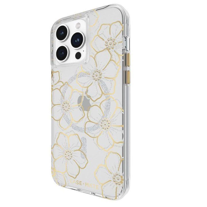 Dėklas iPhone 15 Pro Max Case-Mate Floral Gems, aukso spalvos