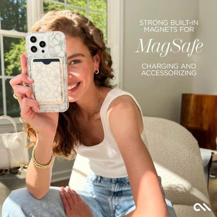 Dėklas iPhone 15 Pro Max Case-Mate Floral Gems, aukso spalvos