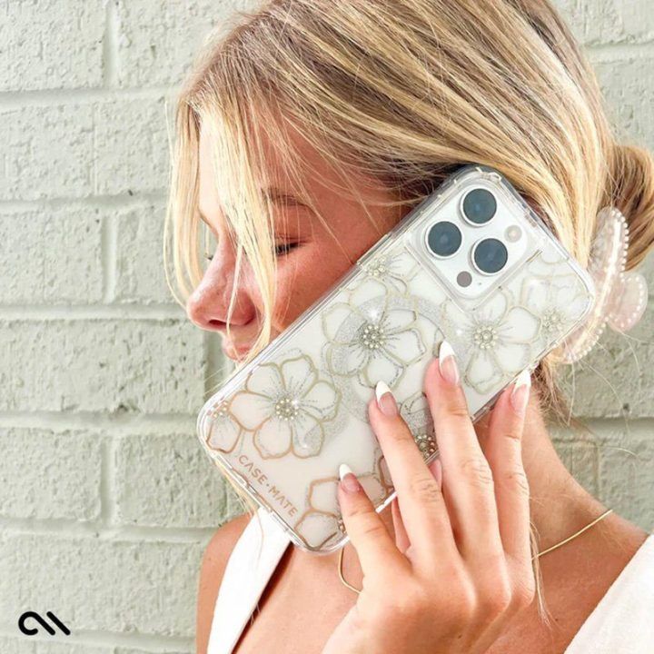 Dėklas iPhone 15 Pro Max Case-Mate Floral Gems, aukso spalvos