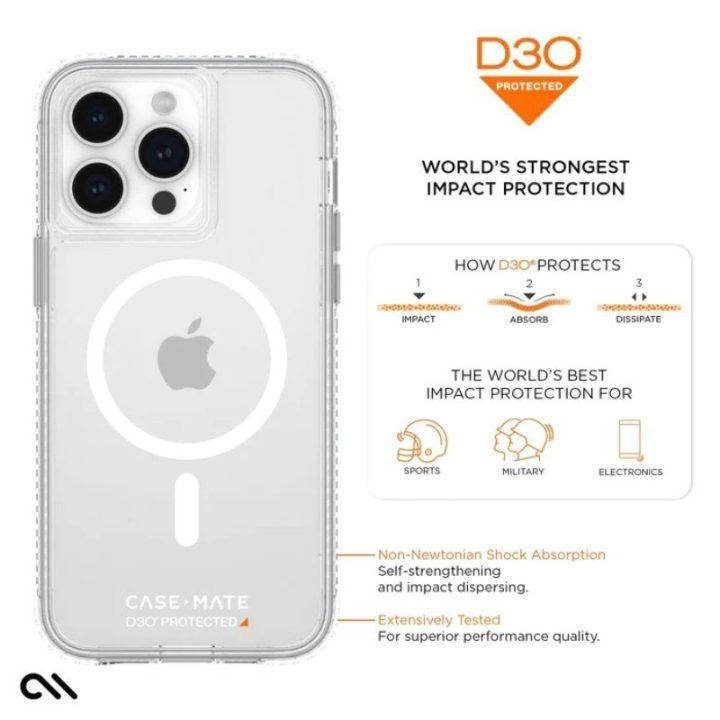 Permatomas dėklas Case-Mate Ultra Tough Plus D3O MagSafe iPhone 15 Pro Max