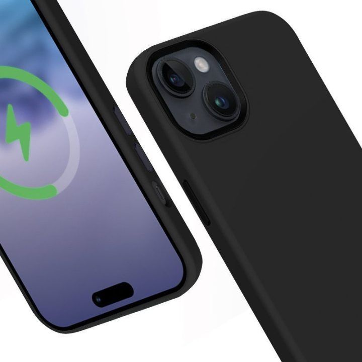 Dėklas iPhone 15 Plus, juodas, Crong Color Cover LUX Magnetic