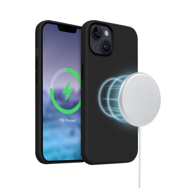 Dėklas iPhone 15 Plus, juodas, Crong Color Cover LUX Magnetic