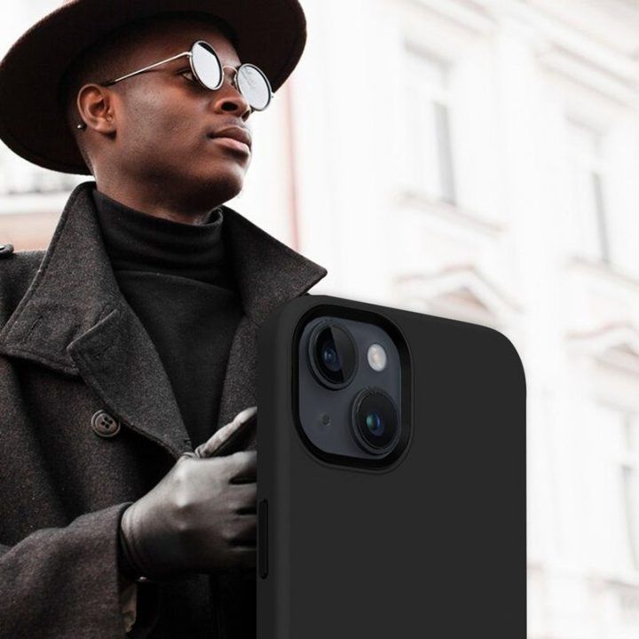 Dėklas iPhone 15 Plus, juodas, Crong Color Cover LUX Magnetic