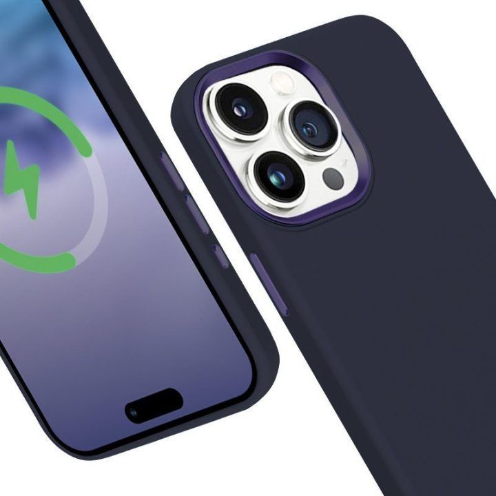 Dėklas iPhone 15 Pro, tamsiai mėlynas, Crong Color Cover LUX Magnetic