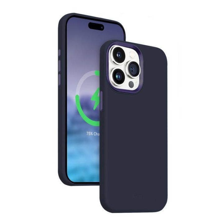 Dėklas iPhone 15 Pro, tamsiai mėlynas, Crong Color Cover LUX Magnetic