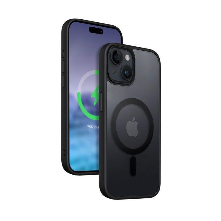 Dėklas iPhone 15 Plus, juodas, Crong Hybrid Frost MAG Cover