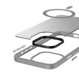 Dėklas iPhone 15 Pro Crong Hybrid Frost MAG, pilkas