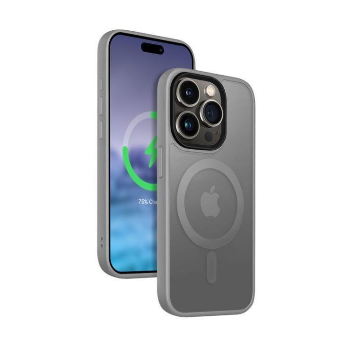Dėklas iPhone 15 Pro Max, pilkas, Crong Hybrid Frost MAG