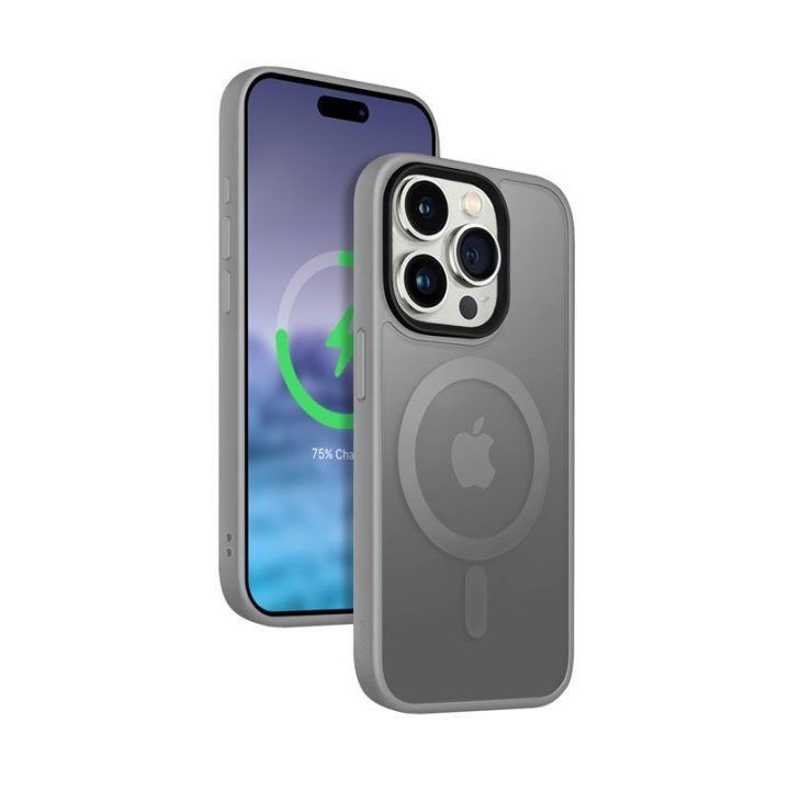 Dėklas iPhone 15 Pro Max, pilkas, Crong Hybrid Frost MAG