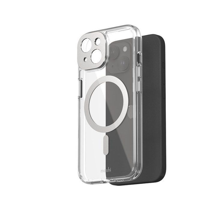 Dėklas iPhone 15 Moshi iGlaze MagSafe, sidabro spalvos