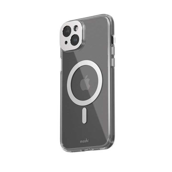 Moshi iGlaze MagSafe dėklas iPhone 15 Plus, sidabro spalvos
