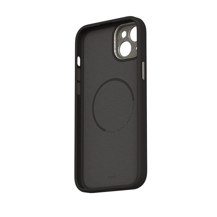 Dėklas iPhone 15 Plus, juodas, Moshi Napa MagSafe