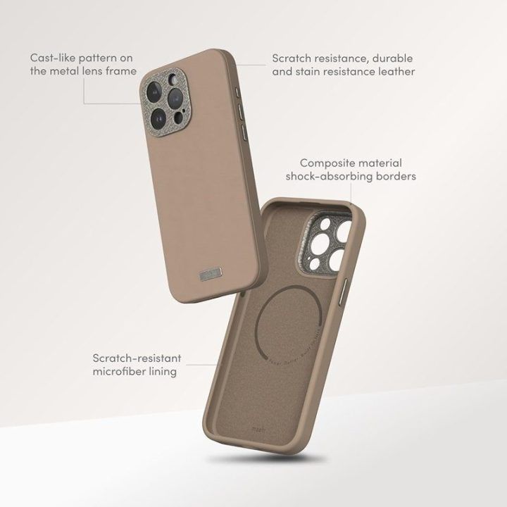 Dėklas iPhone 15 Pro Max Moshi Napa, Eggnog White