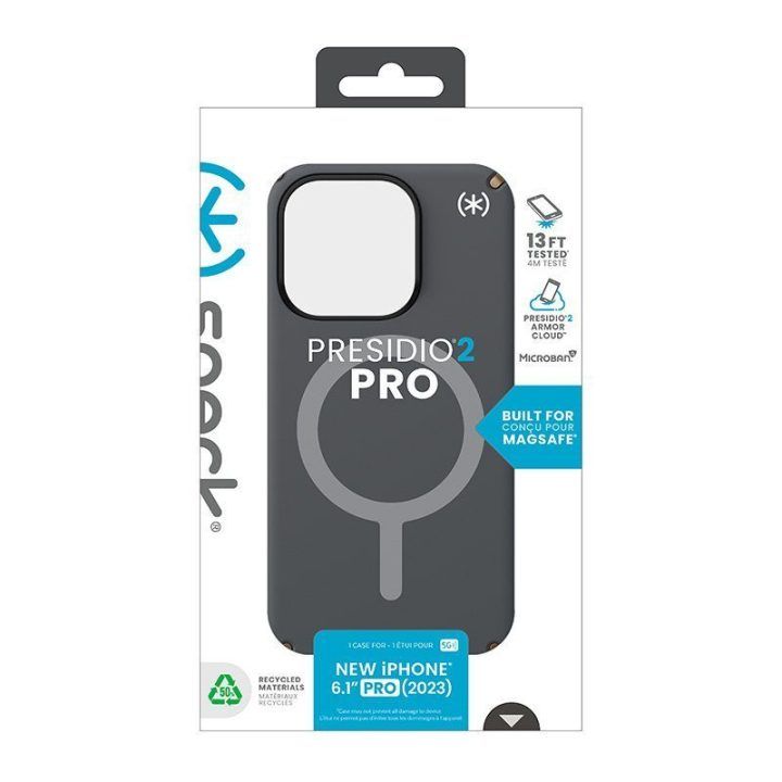 Dėklas iPhone 15 Pro Speck Presidio2 Pro MagSafe, pilkas