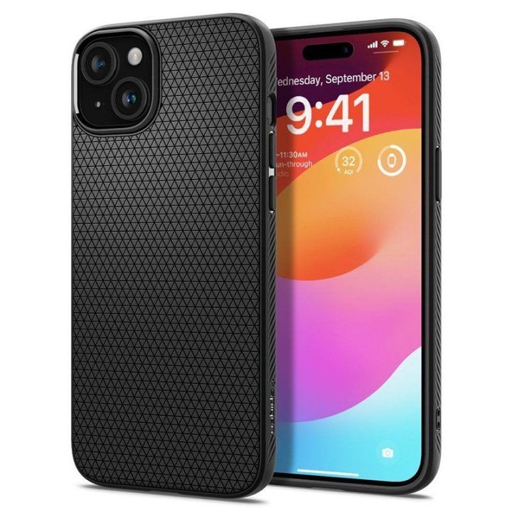 Dėklas Spigen Liquid Air iPhone 15, juodas