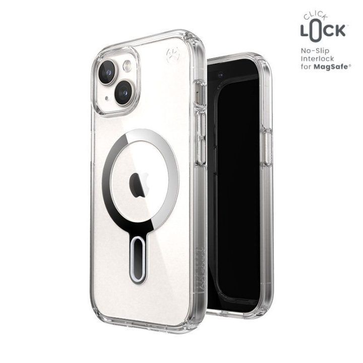 Dėklas Speck Presidio Perfect-Clear ClickLock & MagSafe iPhone 17e / 16e / 15 / 14 / 13, permatomas