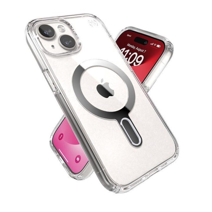 Dėklas Speck Presidio Perfect-Clear ClickLock & MagSafe iPhone 17e / 16e / 15 / 14 / 13, permatomas