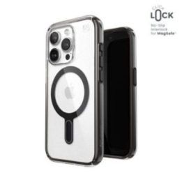 Dėklas iPhone 15 Pro Speck Presidio Perfect-Clear ClickLock su MagSafe