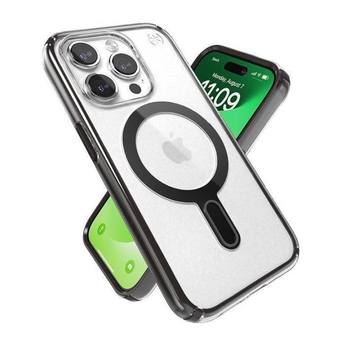 Dėklas iPhone 15 Pro Speck Presidio Perfect-Clear ClickLock su MagSafe