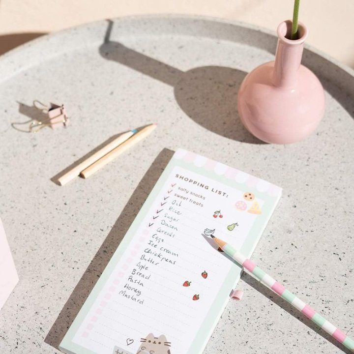 Pusheen magnetinis užrašų bloknotas 10 x 21 cm su pieštuku