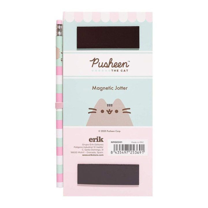 Pusheen magnetinis užrašų bloknotas 10 x 21 cm su pieštuku
