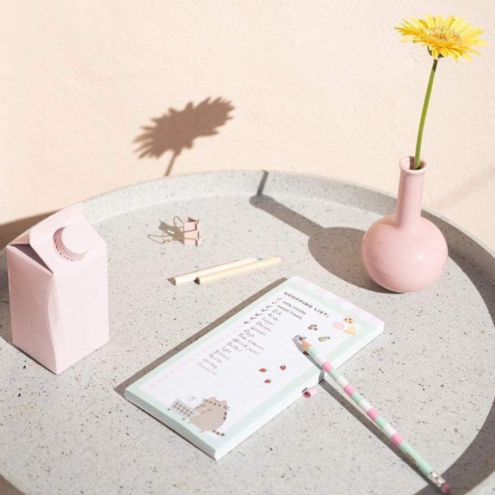 Pusheen magnetinis užrašų bloknotas 10 x 21 cm su pieštuku
