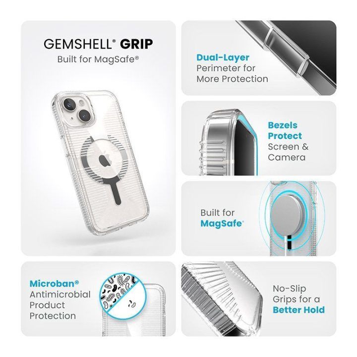 Permatomas dėklas iPhone 17e / 16e / 15 / 14 / 13 Speck Gemshell Grip