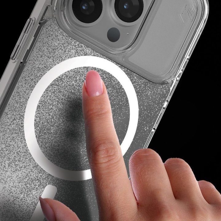 STM Relax Sand MagSafe dėklas iPhone 15 Pro, permatomas baltas