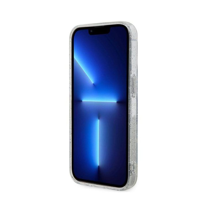 Permatomas dėklas iPhone 15 Pro Karl Lagerfeld Karl & Choupette Glitter Magsafe