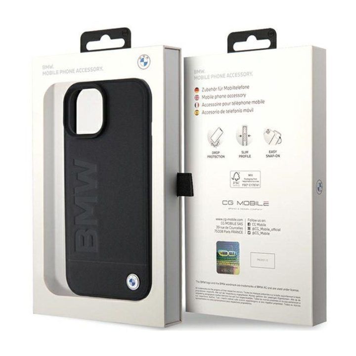 BMW odinis dėklas iPhone 15 Plus, juodas