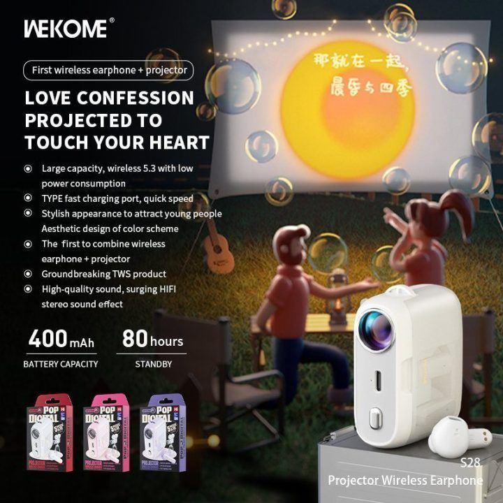 Belaidės Bluetooth ausinės WEKOME S28, baltos