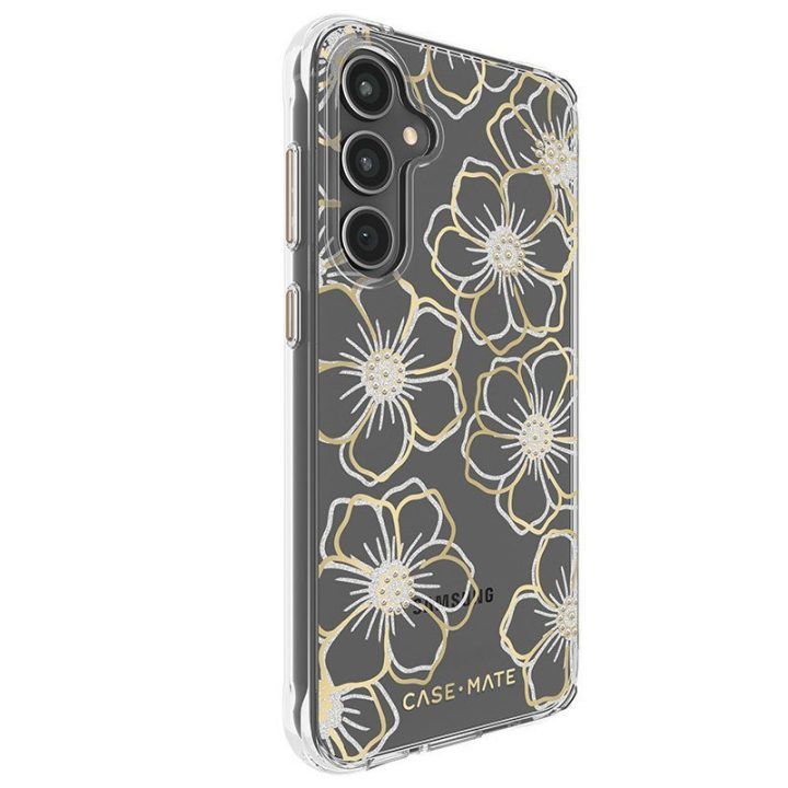 Dėklas Case-Mate Floral Gems Samsung Galaxy S23 FE 5G, auksinis