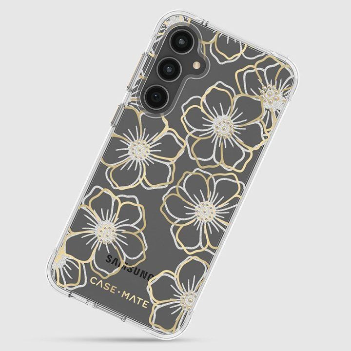 Dėklas Case-Mate Floral Gems Samsung Galaxy S23 FE 5G, auksinis