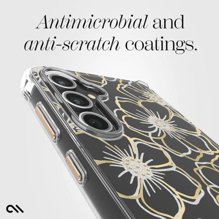 Dėklas Case-Mate Floral Gems Samsung Galaxy S23 FE 5G, auksinis