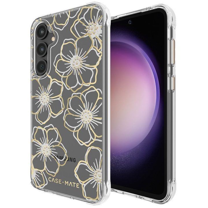 Dėklas Case-Mate Floral Gems Samsung Galaxy S23 FE 5G, auksinis