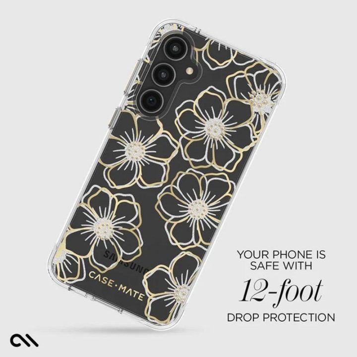 Dėklas Case-Mate Floral Gems Samsung Galaxy S23 FE 5G, auksinis