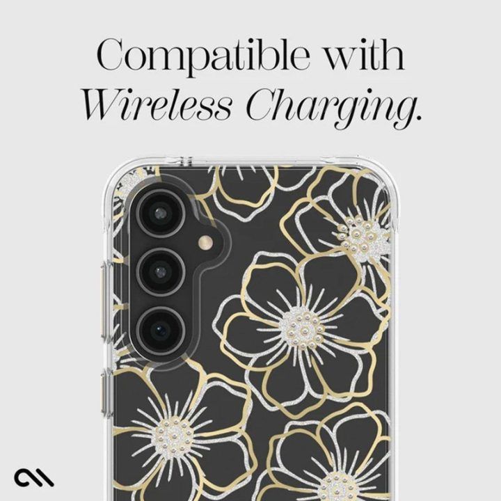 Dėklas Case-Mate Floral Gems Samsung Galaxy S23 FE 5G, auksinis