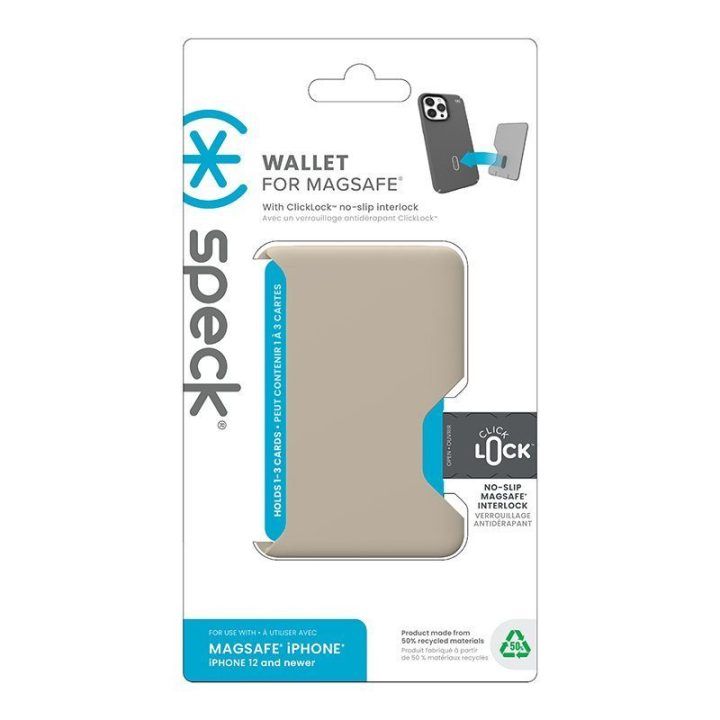 Speck ClickLock Wallet For MagSafe dėklas su pinigine, Pale Oak