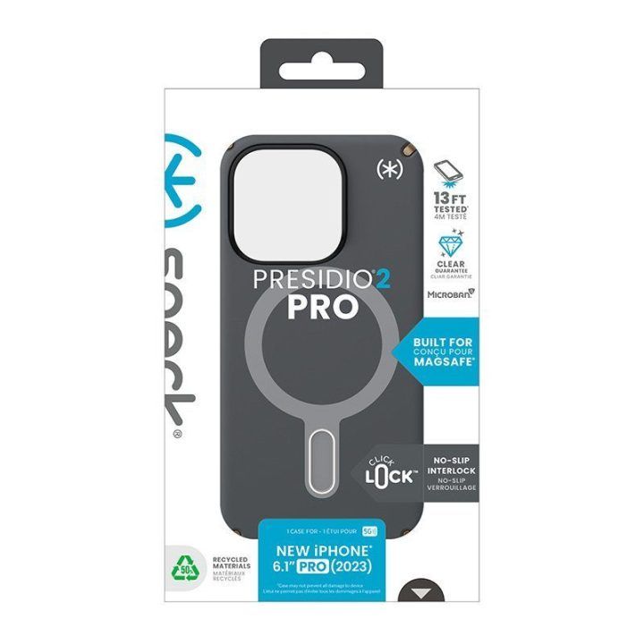 Dėklas iPhone 15 Pro Speck Presidio2 Pro Charcoal Gray