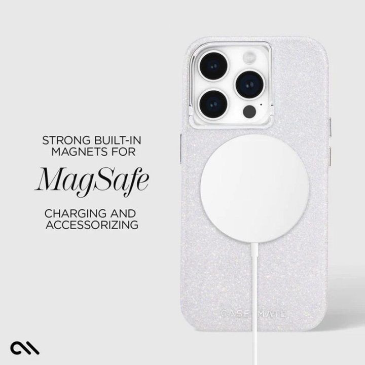 Dėklas iPhone 15 Pro Case-Mate Shimmer, sidabrinis