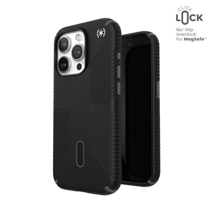 Speck Presidio2 Grip ClickLock MagSafe dėklas iPhone 15 Pro, juodas
