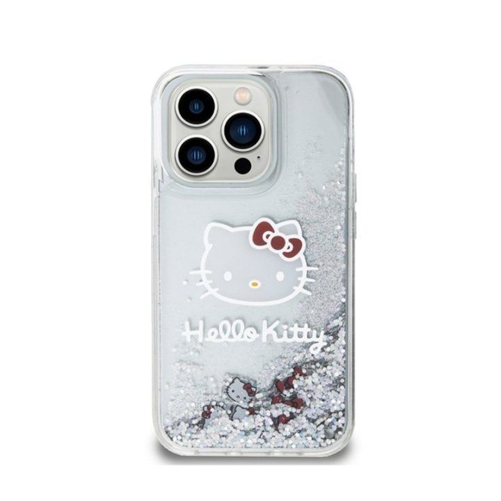 „Hello Kitty“ dėklas „iPhone 15 Pro“, sidabro spalvos