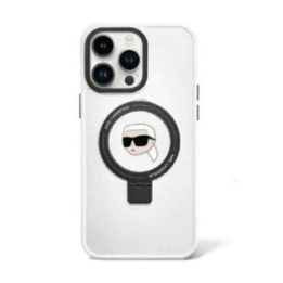 Dėklas iPhone 15 Pro Karl Lagerfeld su MagSafe, baltas